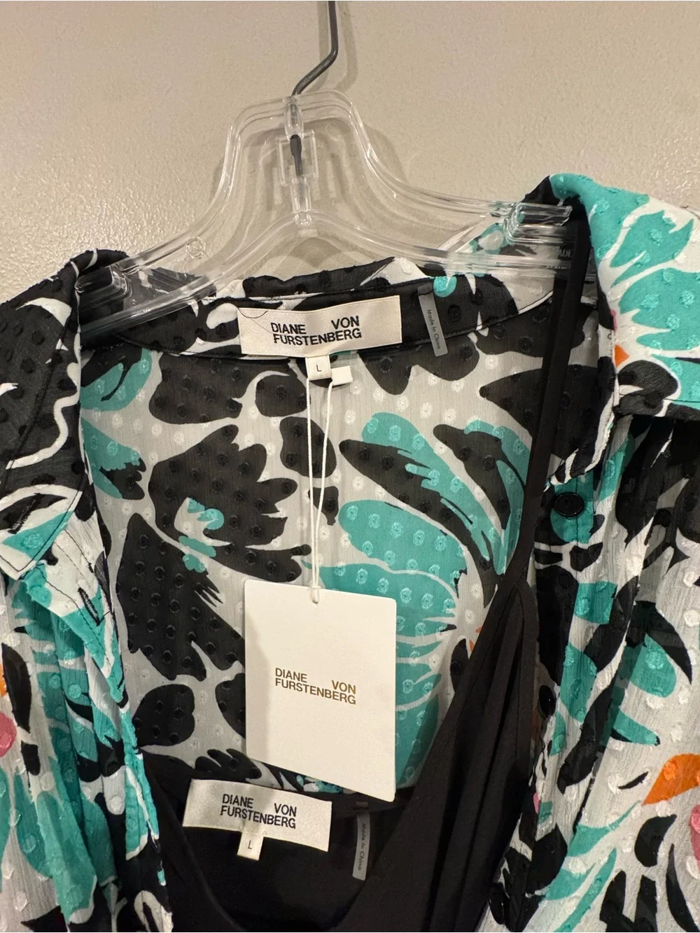 NEW Diane von Furstenberg Petal Burst 2 piece Wrap Dress Long Sleeve Large $498 - Picture 6 of 9
